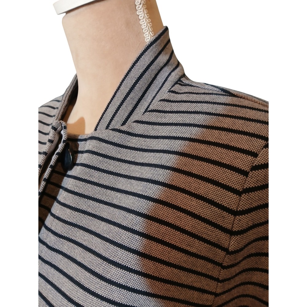 Cabi Blue Striped Stand Collar Jacket  Womans blazer Medium Minimalist Office - Picture 5 of 14